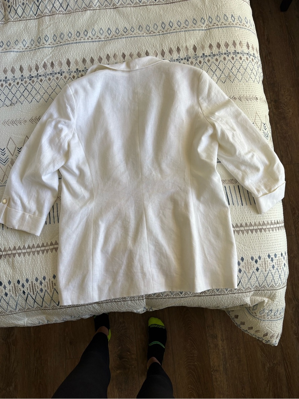 Anne Klein Cream Open Front Linen-Blend Blazer - Picture 3 of 7